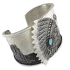 Kelsey Jimmie, Tufa Bracelet, Chief Head, Turquoise, Navajo Handmade, 6 5/8"