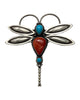 Herman Smith, Pin, Pendant, Dragonfly, Spiny Oyster, Kingman Turquoise, Navajo, 3 1/2"