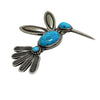 Herman Smith, Pin, Pendant, Hummingbird, Kingman Turquoise, Navajo, 2 1/2"