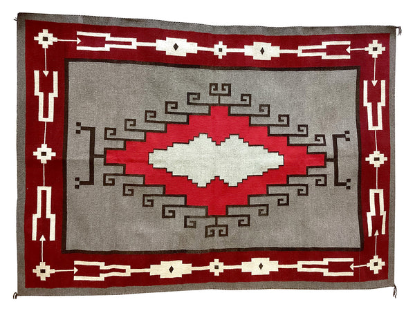 Vintage Navajo Hand Woven Rug, Ganado Red, Circa 1960, 60'' x 85 1/2''