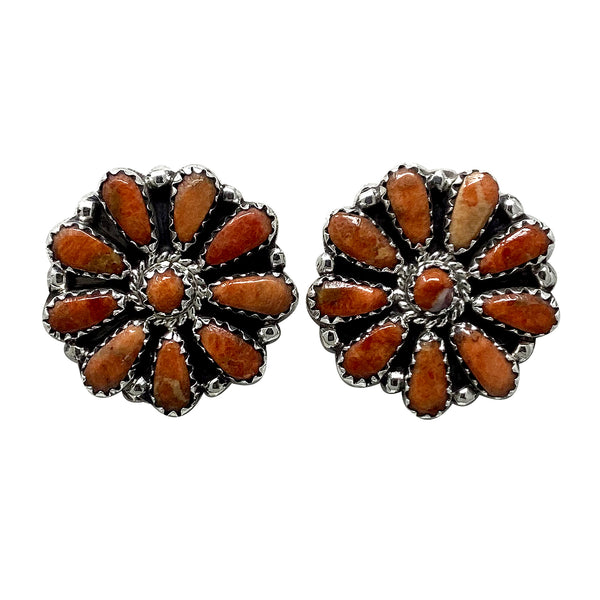 Zeita Begay, Earrings, Orange Spiny Oyster Shell, Cluster, Navajo, 1