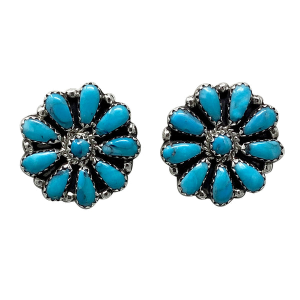 Zeita Begay, Earrings, Kingman Turquoise, Cluster, Navajo, 1