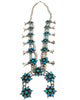 Navajo Squash Blossom Necklace, Sleeping Beauty Turquoise, Circa 1980s, 30"