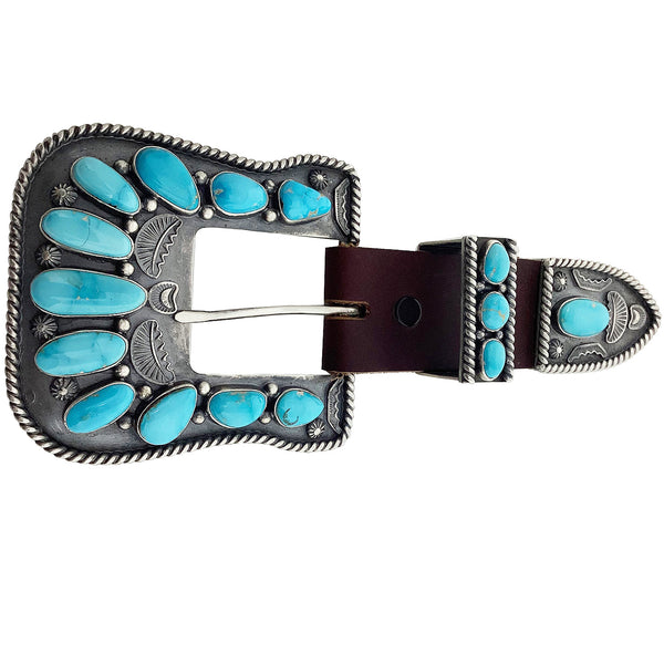 Tommy Jackson, Ranger Belt Buckle, Easter Blue Turquoise, Navajo Made, 1 1/4