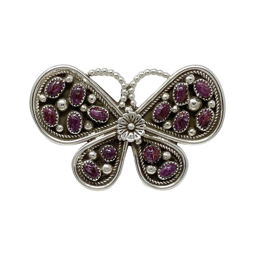 Darlene Begay, Ring, Butterfly, Purple Spiny Oyster Shell, Navajo, 9 1/2