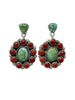 Scotty Skeets, Earring, Mediterranean Coral, Sonoran Gold Turquoise, Navajo, 1 3/4"