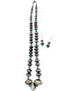 Tylena Nez, Necklace, Silver Beads, Turquoise Nuggets, Navajo Handmade, 23"
