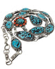 Freddie Maloney, Necklace, Chinese Turquoise, Mediterranean Coral, Navajo, 34"