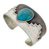 Lee Begay, Bracelet, Bisbee Turquoise, Rug Inspired, Navajo Handmade, 6 3/8"