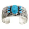 Eula Wylie, Bracelet, Kingman Turquoise, Old Style, Navajo Handmade, 7”