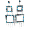 Marlon Quam, Turquoise Earrings, Large Dangles, Petit Point, Zuni Made, 4 3/4"