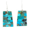 Bryan Tom, Earrings, Mosaic Inlay, Turquoise, Shell, Navajo Handmade, 2"