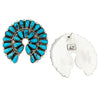 Jaspert Wilson, Cluster Earring, Kingman Turquoise, Silver, Navajo Made, 1 3/4"