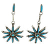 Yvette Kaamasee, Dangle Earrings, Turquoise, Needlepoint, Zuni Handmade, 2 1/4"