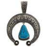 Herman Smith, Pendant, Kingman Turquoise, Stamping, Navajo Handmade, 4 1/8"