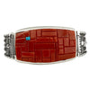 Bryan Tom, Link Bracelet, Mediterranean Coral, Turquoise, Navajo Made, 6 1/2"