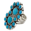 Geraldine James, Double Cluster Ring, Kingman Turquoise, Navajo Handmade, 8
