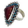 Darlene Begay, Ring, Turquoise, Spiny Oyster Shell, Navajo Handmade, Adjustable