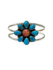 Geraldine James, Bracelet, Red Spiny Oyster, Kingman Turquoise, Navajo, 6 3/4
