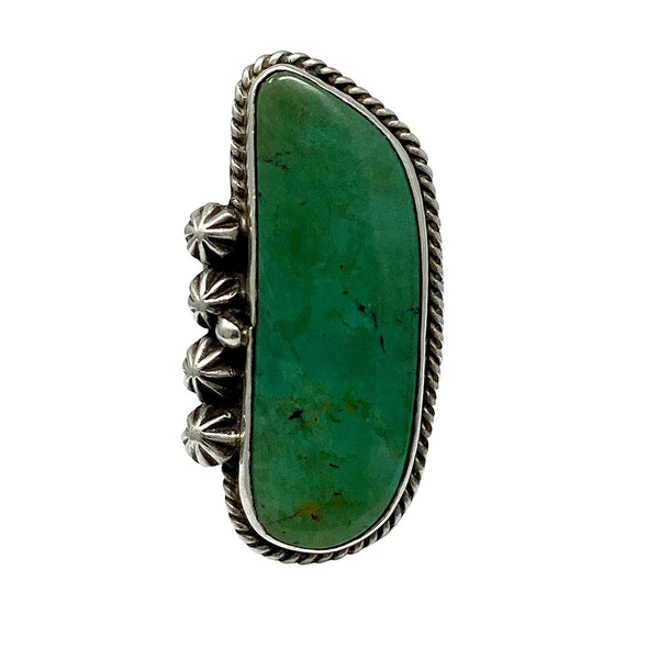 Vintage, Circa 1990s, Ring, Green Kingman Turquoise, Navajo Handmade, 9 1/4