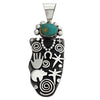 Alex Sanchez, Maiden Pendant, Royston Turquoise, Petroglyph, Navajo Made, 3 3/8"