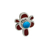 Vernon Haskie, Earrings, Turquoise, Mediterranean Coral, Navajo Handmade, 1"