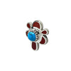 Vernon Haskie, Earrings, Turquoise, Mediterranean Coral, Navajo Handmade, 1"