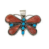 Melvin, Tiffany Jones, Butterfly Pendant, Red Spiny Oyster, Turquoise, Navajo 2 1/2 "