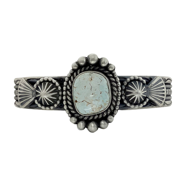 Michael Calladitto, Bracelet, Dry Creek Turquoise, Silver, Navajo Handmade, 7 1/4