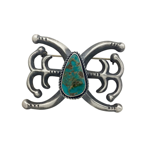 Linda Marble, Cast, Pin, Blue Gem Turquoise, Navajo Made, 2