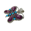 Melvin, Tiffany Jones, Butterfly Pendant, Purple Spiny Oyster, Turquoise, Navajo 2 3/4 "
