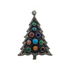 Lee Charley, Pin, Colorful Christmas Tree, Turquoise, Silver, Navajo Made, 2"