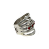 Grace Silver, Wide Ring, Split Design, Stamping, Coral, Navajo, 9 1/4