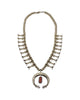 Coral Stone Squash Necklace, Silver Beads, Navajo, Circa 1980s, 28 "