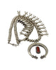 Coral Stone Squash Necklace, Silver Beads, Navajo, Circa 1980s, 28 "
