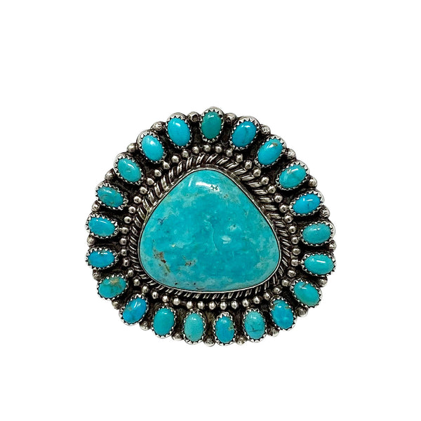 Glenn Livingston, Cluster Ring, Royal Blue Turquoise, Kingman Turquoise, Navajo Made, 9 1/2