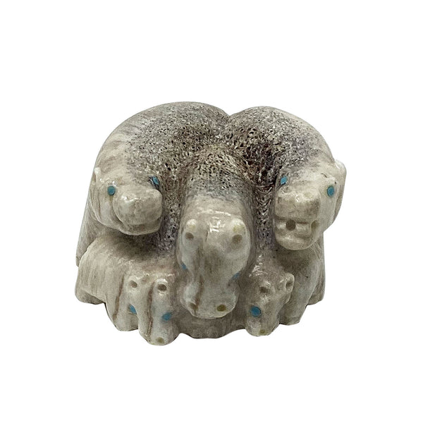 Maxx Laate, Hippopotamus, Deer Antler, Zuni Hand Carved, 1 1/2