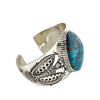 Terry Martinez, Bracelet, Nevada Blue Turquoise, Stamping, Navajo Handmade, 6 3/4 "