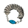 James McCabe, Link Bracelet, Mercury Dimes, Turquoise, Navajo Handmade, 7 "