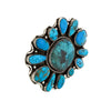 Mary S Lew, Pendant, Cluster, Kingman Turquoise, Silver, Navajo Made, 2"