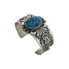 Thomas Jim, Bracelet, Egyptian Turquoise, Applique, Navajo Handmade, 7 1/4"