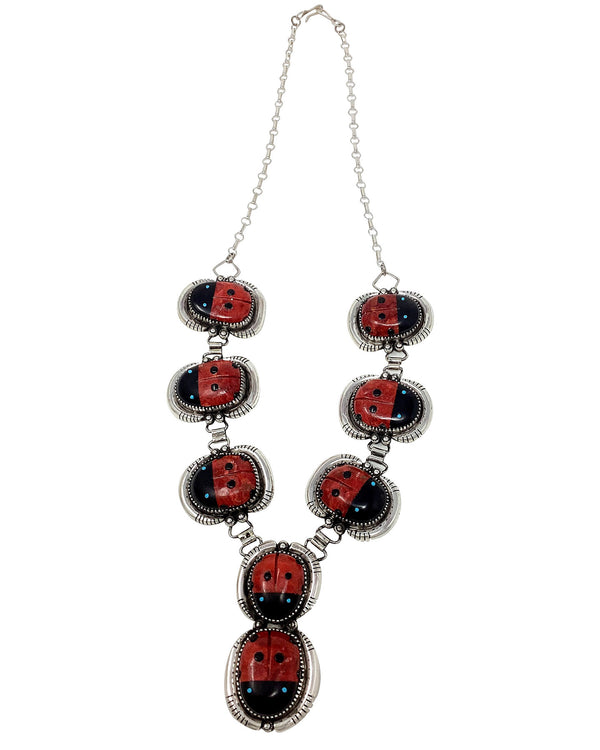 Joelias Draper, Lariat Necklace, Ladybugs, Navajo Handmade, 30