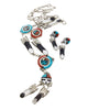 Don Dewa, Necklace, Earring, Sunface, Inlay, Feather, Zuni Made, 28"