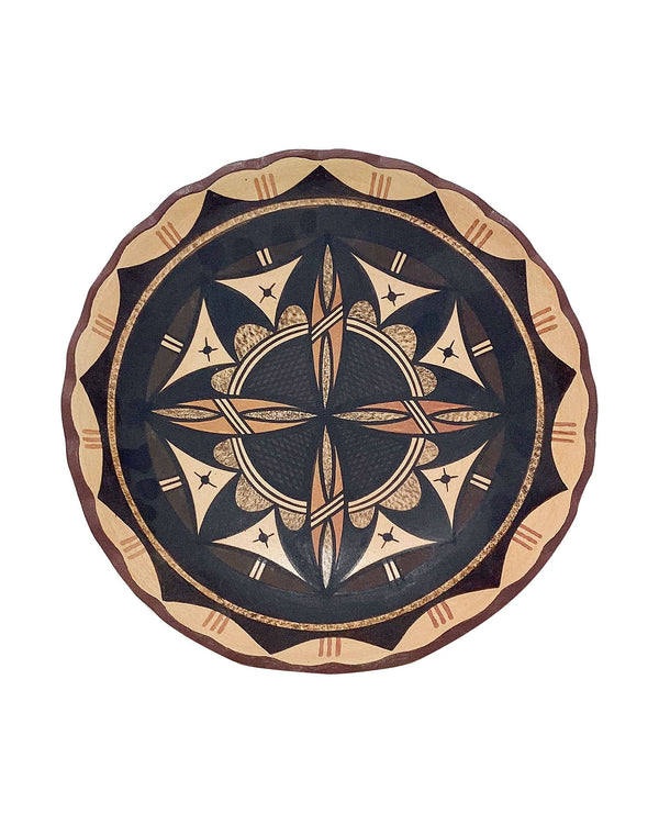 Stetson Setalla, Bowl, Hand Coiled Pottery, Hopi Handmade, 10 1/8