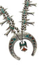 Navajo Necklace, Chip Inlay, Peyote Birds, Turquoise, Coral, Circa 1970s, 26in