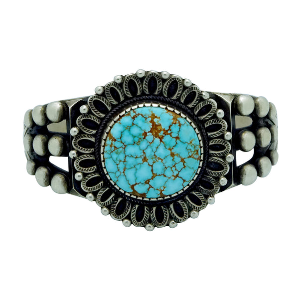 Calvin Martinez, Bracelet, Number Eight Turquoise, Revival, Navajo Made, 6 5/8