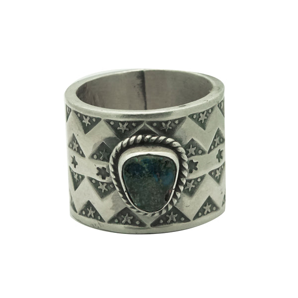 Bo Reeves, Ring, Red Mountain Turquoise, Wide, Silver, Navajo Handmade, 5 ½