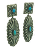 Rita Lee, Earrings, Dangles, Kingman Turquoise, Navajo Handmade, 3 3/4" x 1 3/8"
