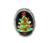 Beverly Etsate, Pin, Pendant, Multi Stone, LG Christmas Tree, Zuni Made, 2.25
