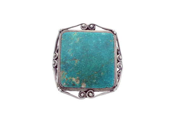 Navajo Bracelet, Blue Gem Turquoise, Large Stone, Unsigned, Circa 1940s, 6 5/8